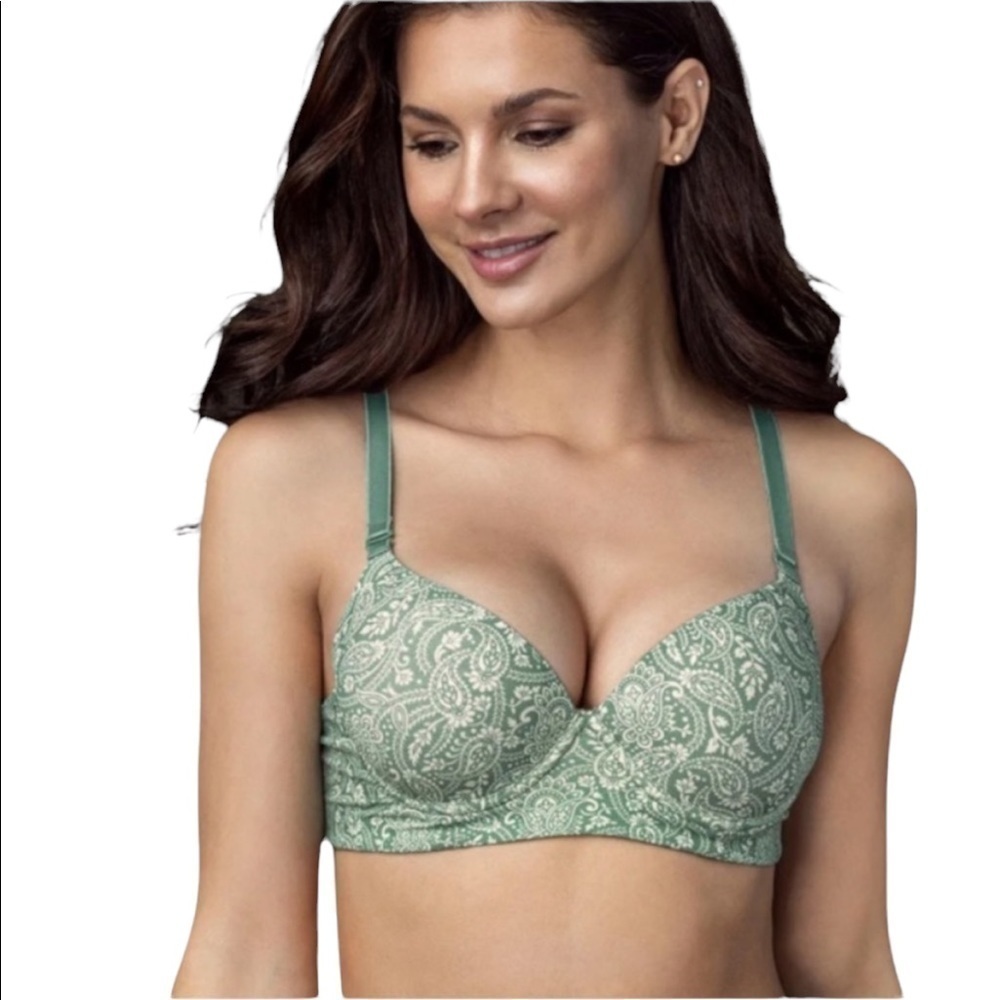 𝅺leonisa green and white padded bra 34B